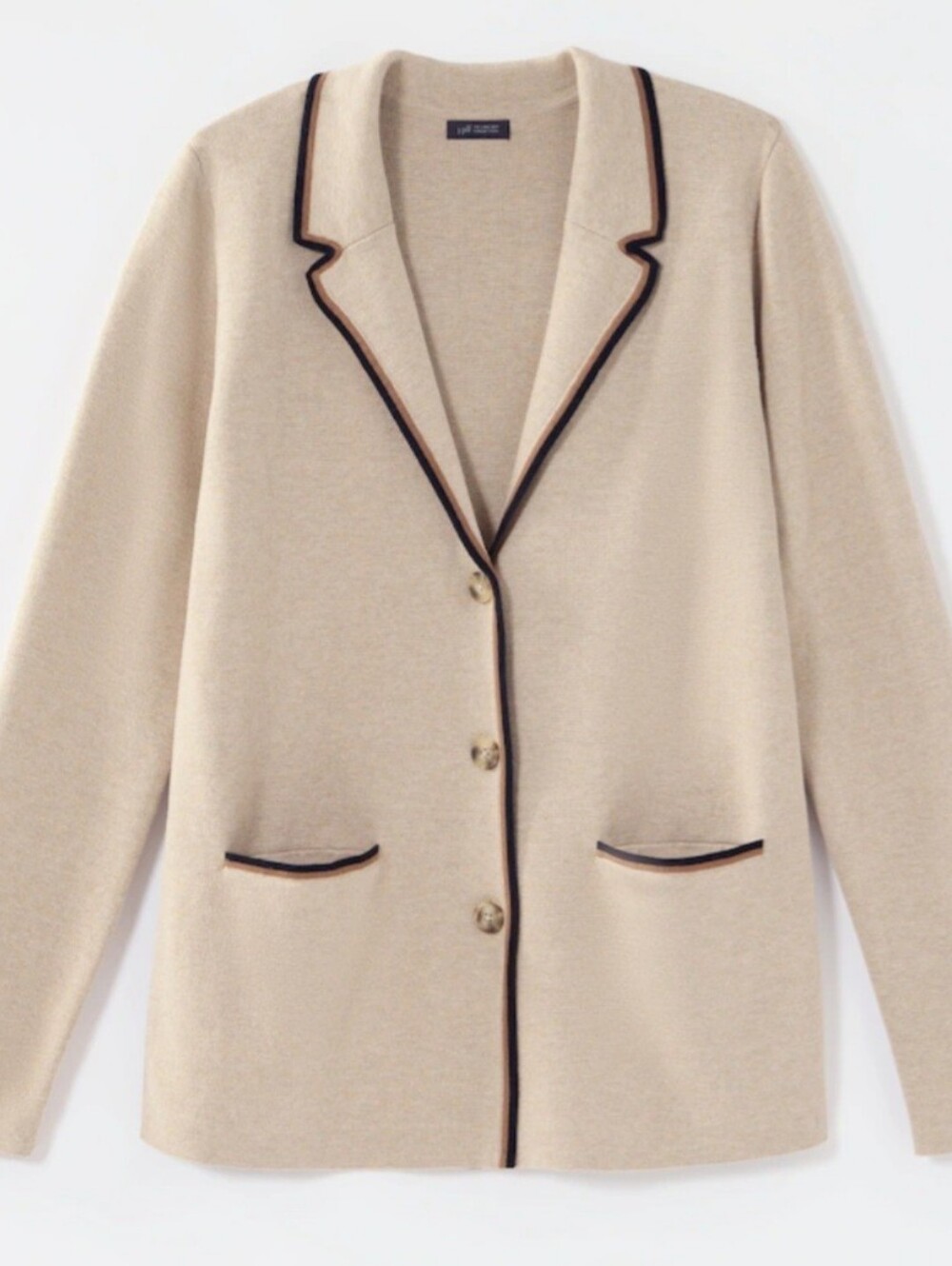 J.Jill Wearever Double-Knit Sweater-Jacket Size Large Camel Beige Collared